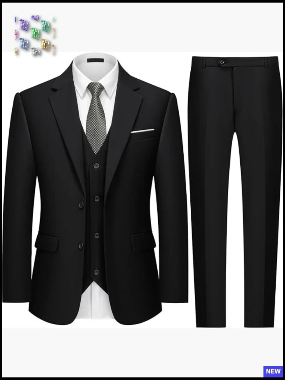 Slim Fit Three-Piece Suit Set Elegant Formal Blazer Vest Pants Wedding